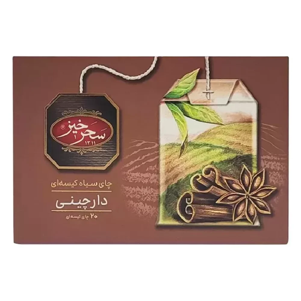 دمنوش چای سیاه کیسه ای دارچین سحرخیز