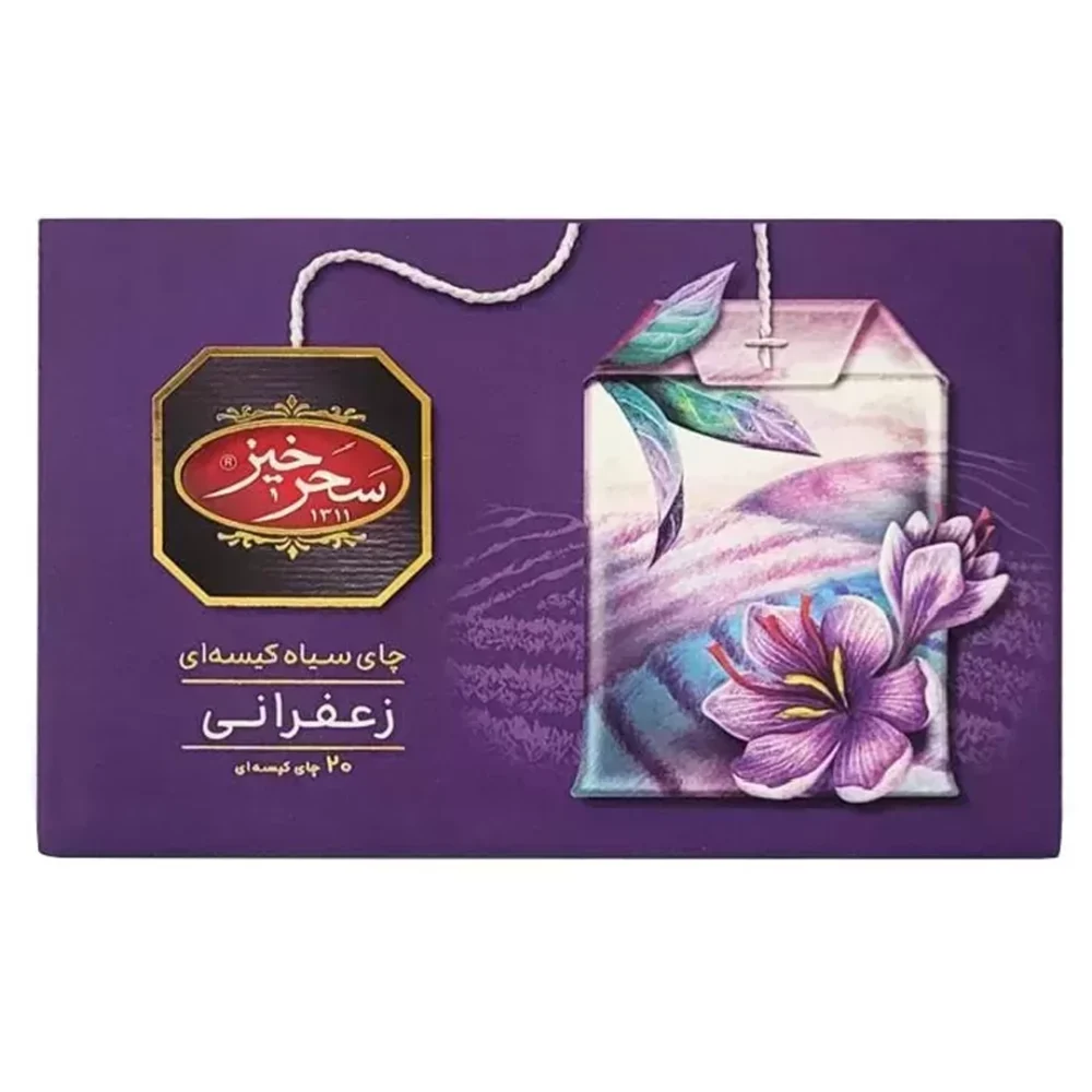 دمنوش چای سیاه کیسه ای زعفرانی سحرخیز