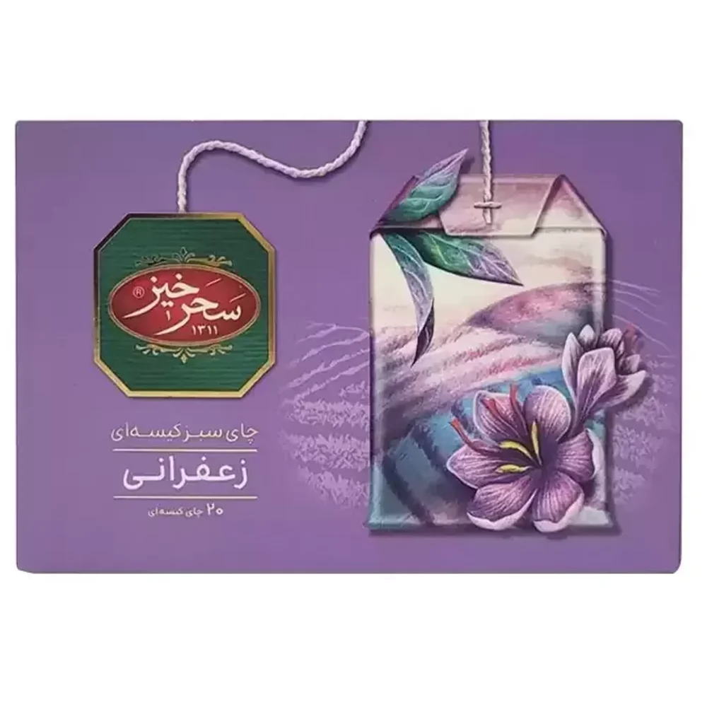 دمنوش چای سبز کیسه ای زعفرانی سحرخیز